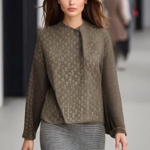 80s JHANE BARNES SILK BLEND OVERSIZED BLAZER GEOMETRIC WOVEN PATTERN CORP CHIC 8